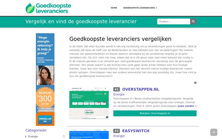 Screenshot of goedkoopsteleveranciers.nl