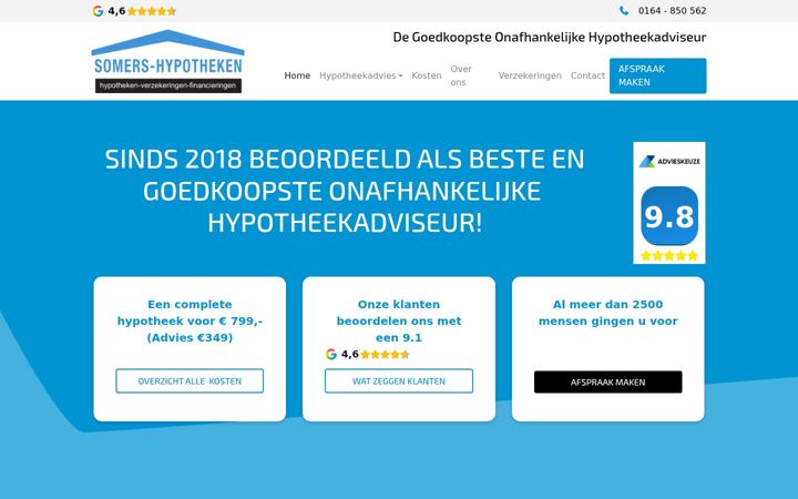 Screenshot of goedkoopsteonafhankelijkehypotheekadviseur.nl