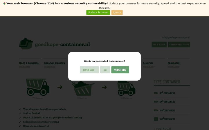 Screenshot of goedkope-container.nl