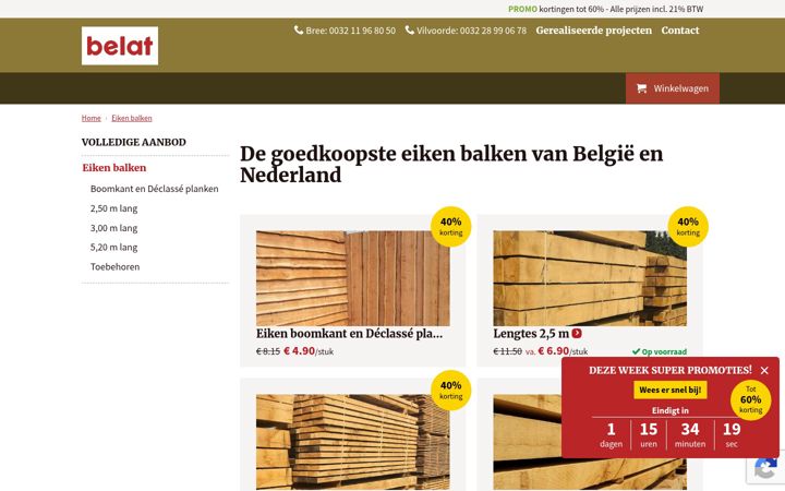 Screenshot of goedkope-eiken-balken.be