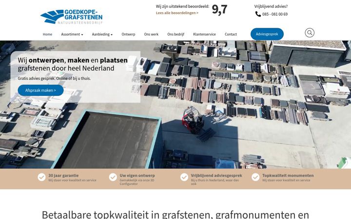 Screenshot of goedkope-grafstenen.nl