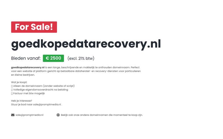 Screenshot of goedkopedatarecovery.nl