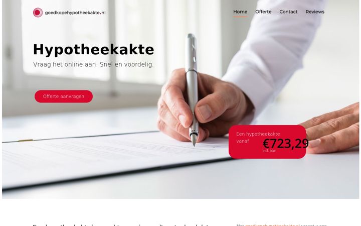 Screenshot of goedkopehypotheekakte.nl