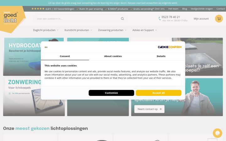 Screenshot of goedlicht.nl