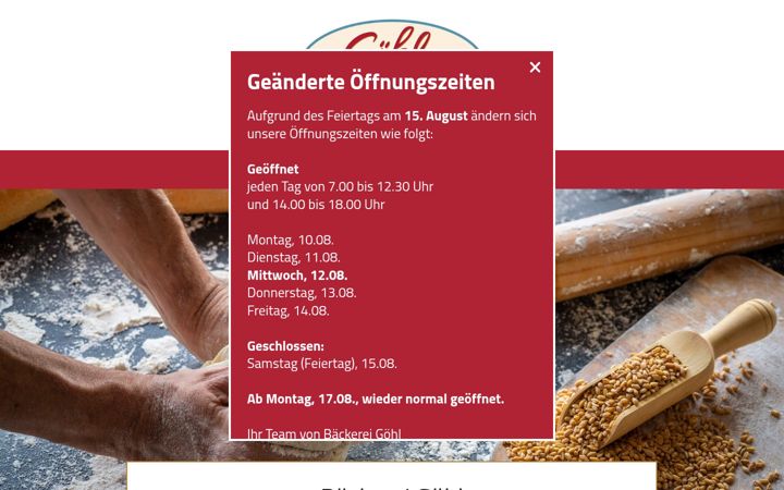 Screenshot of goehl-baeckerei.de