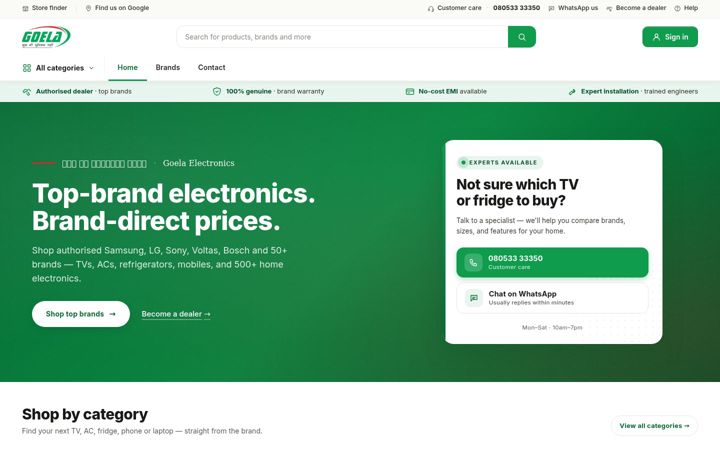 Screenshot of goelaelectronics.com