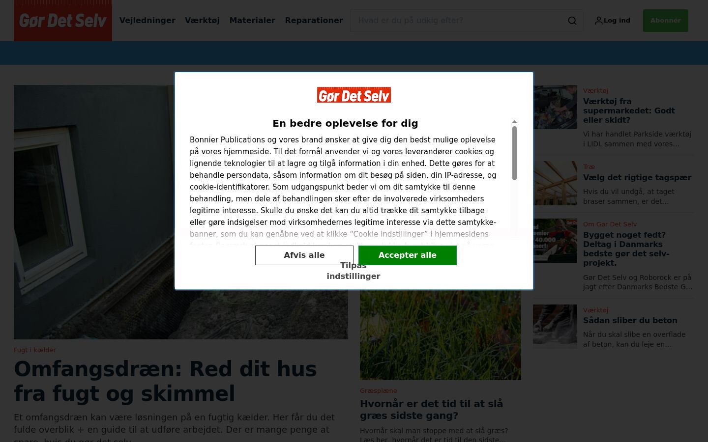 Skärmbild av samtyckesbannern som visades före någon interaktion