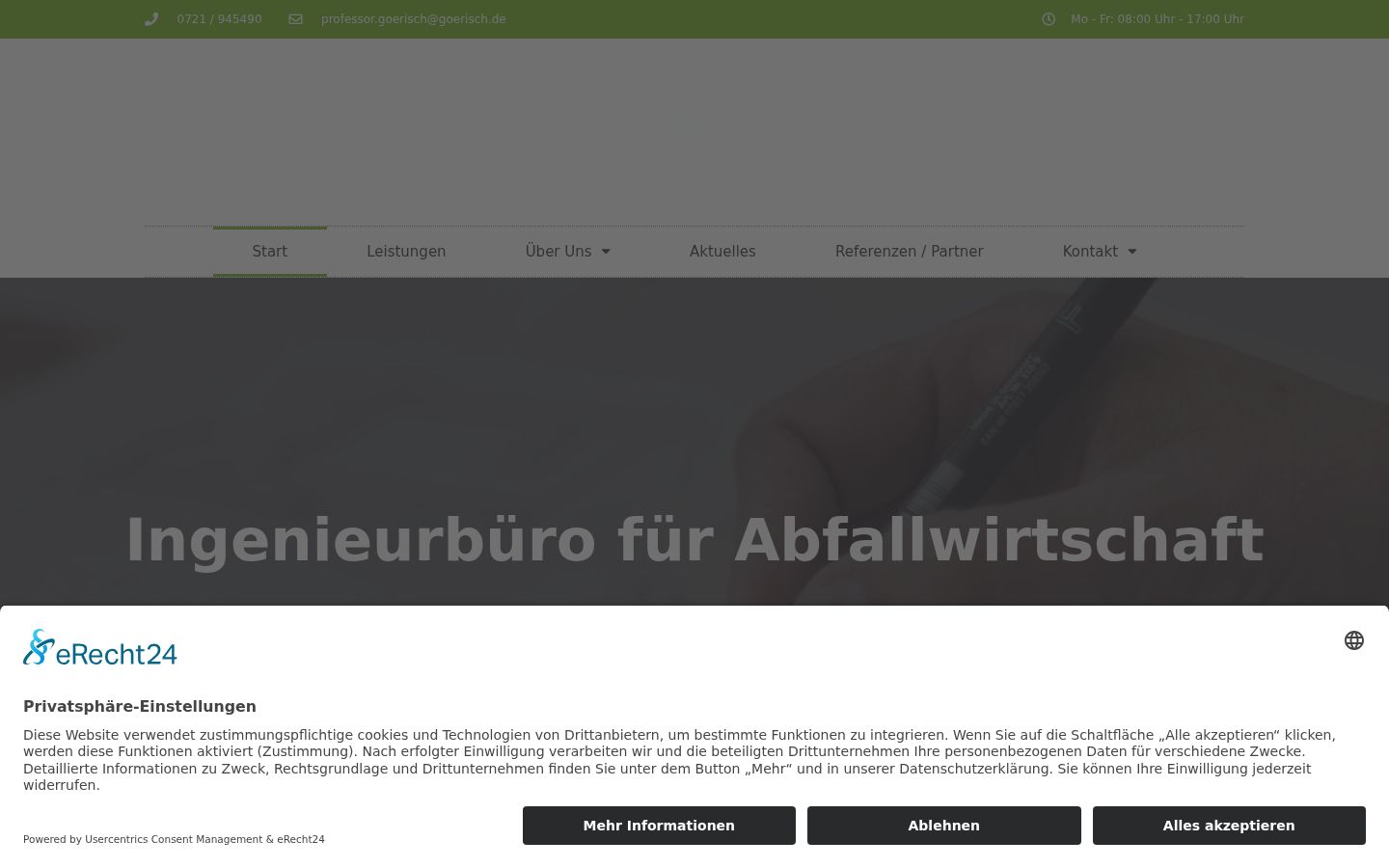 Screenshot del banner di consenso mostrato prima di qualsiasi interazione