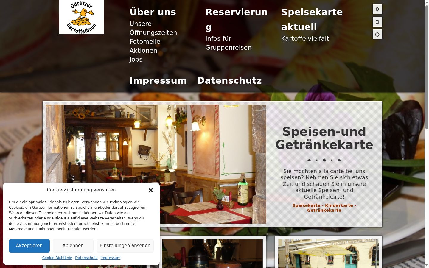 Screenshot des Einwilligungsbanners vor jeglicher Interaktion