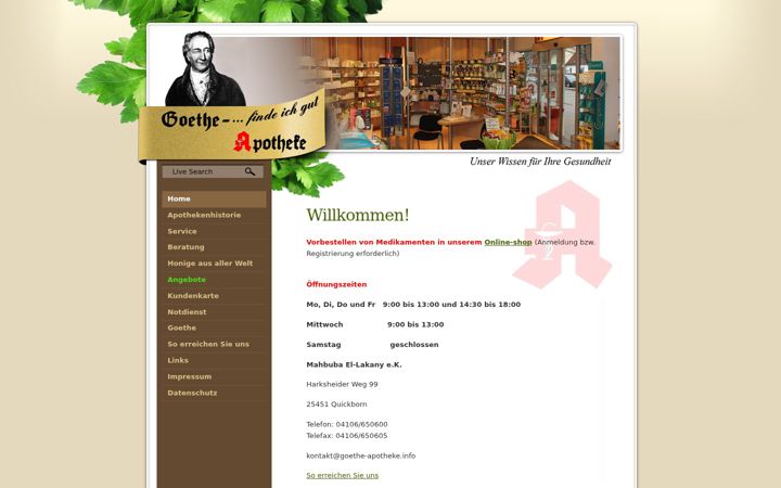 Screenshot of goethe-apotheke-quickborn.de