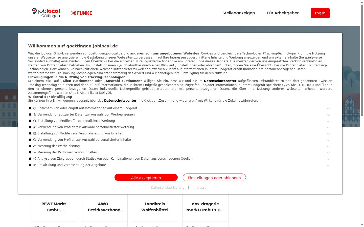 Screenshot del banner di consenso mostrato prima di qualsiasi interazione