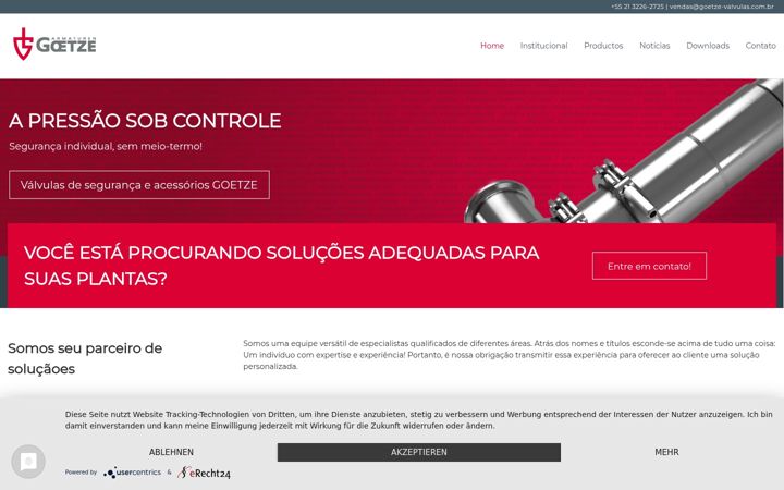 Screenshot of goetze-valvulas.com.br