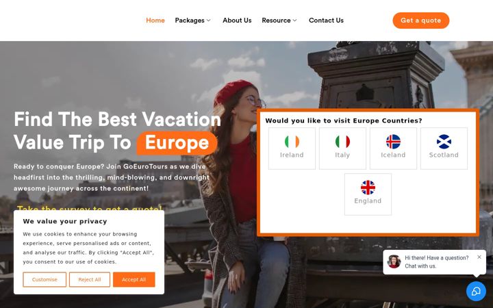 Screenshot of goeurotours.com