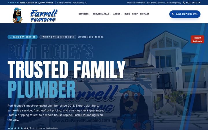 Screenshot of gofarrellplumbing.com