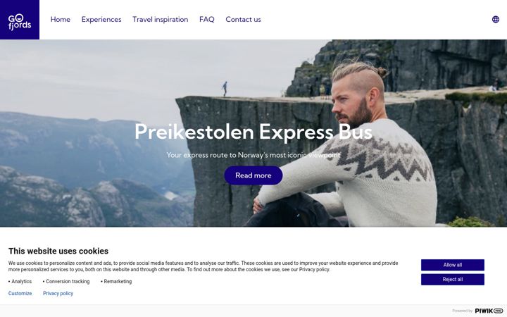 Screenshot of gofjords.com