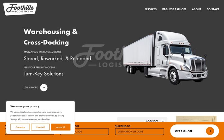 Screenshot of gofoothillslogistics.com