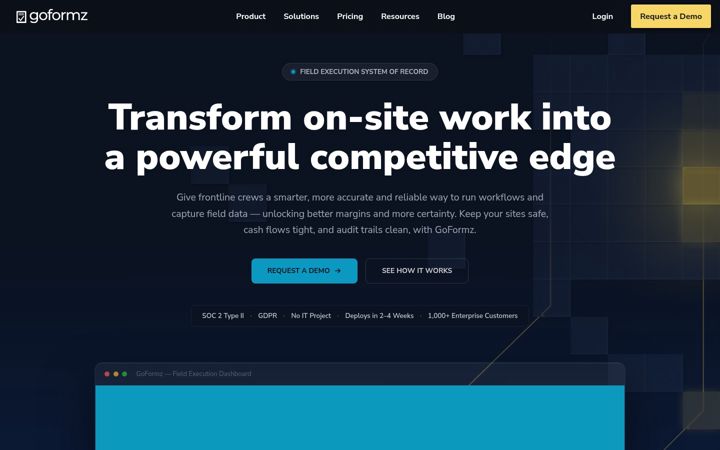 Screenshot of goformz.com