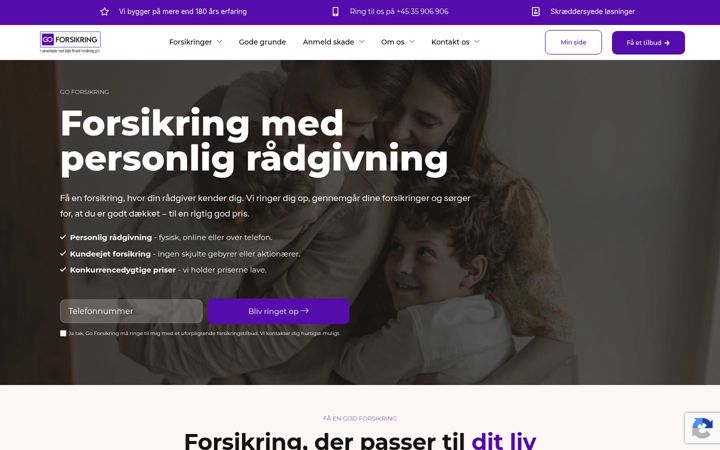Screenshot of goforsikring.dk