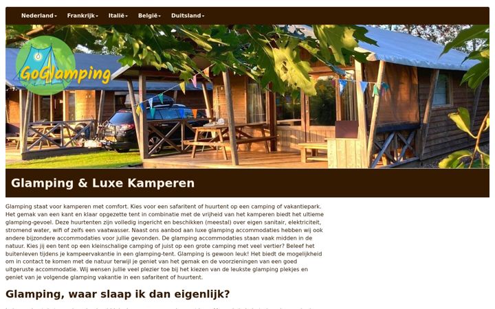 Screenshot of goglamping.nl