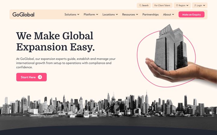 Kuvakaappaus sivustosta goglobal.com