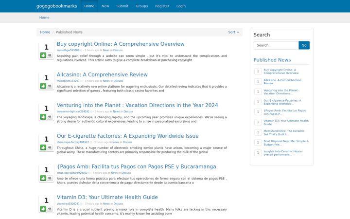 Screenshot of gogogobookmarks.com