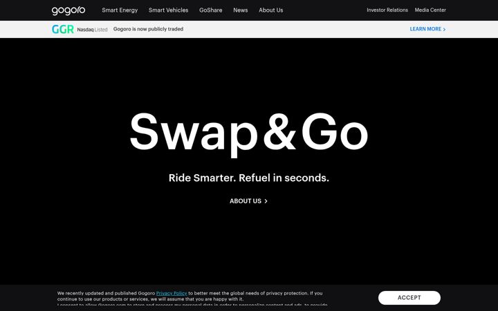 Screenshot of gogoro.com