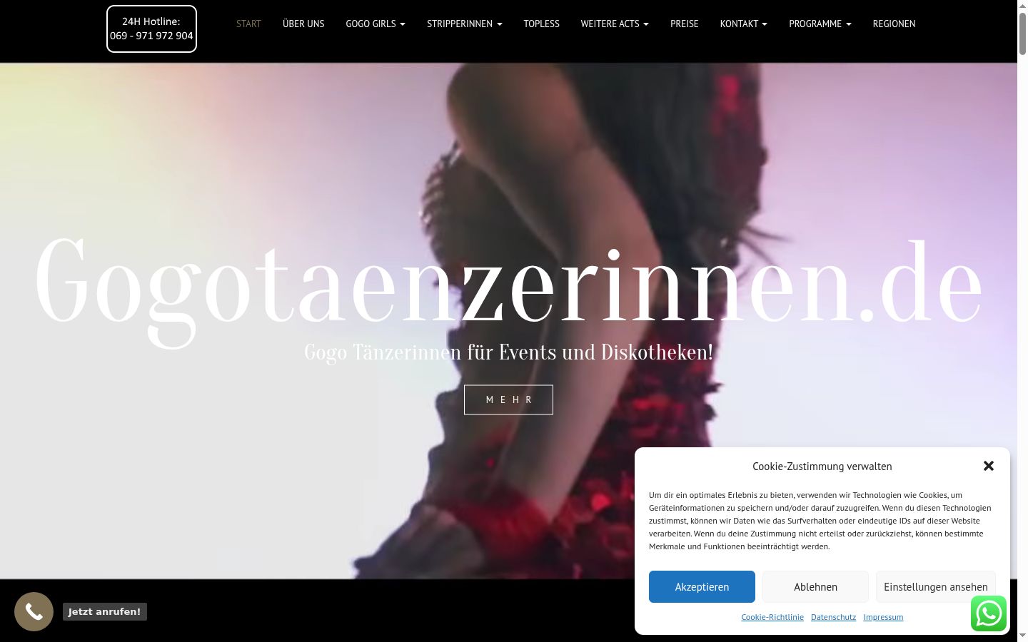 Screenshot des Einwilligungsbanners vor jeglicher Interaktion