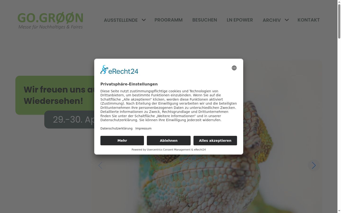 Screenshot of the consent banner shown before any interaction