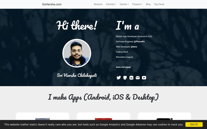 Screenshot of goharsha.com