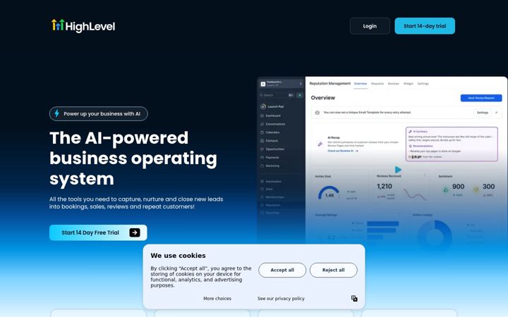 Screenshot of gohighlevel.com