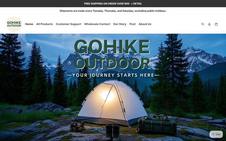 Screenshot of gohikeoutdoor.com