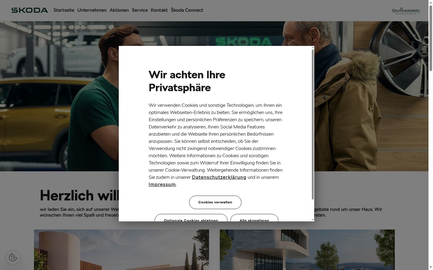 Screenshot del banner di consenso mostrato prima di qualsiasi interazione