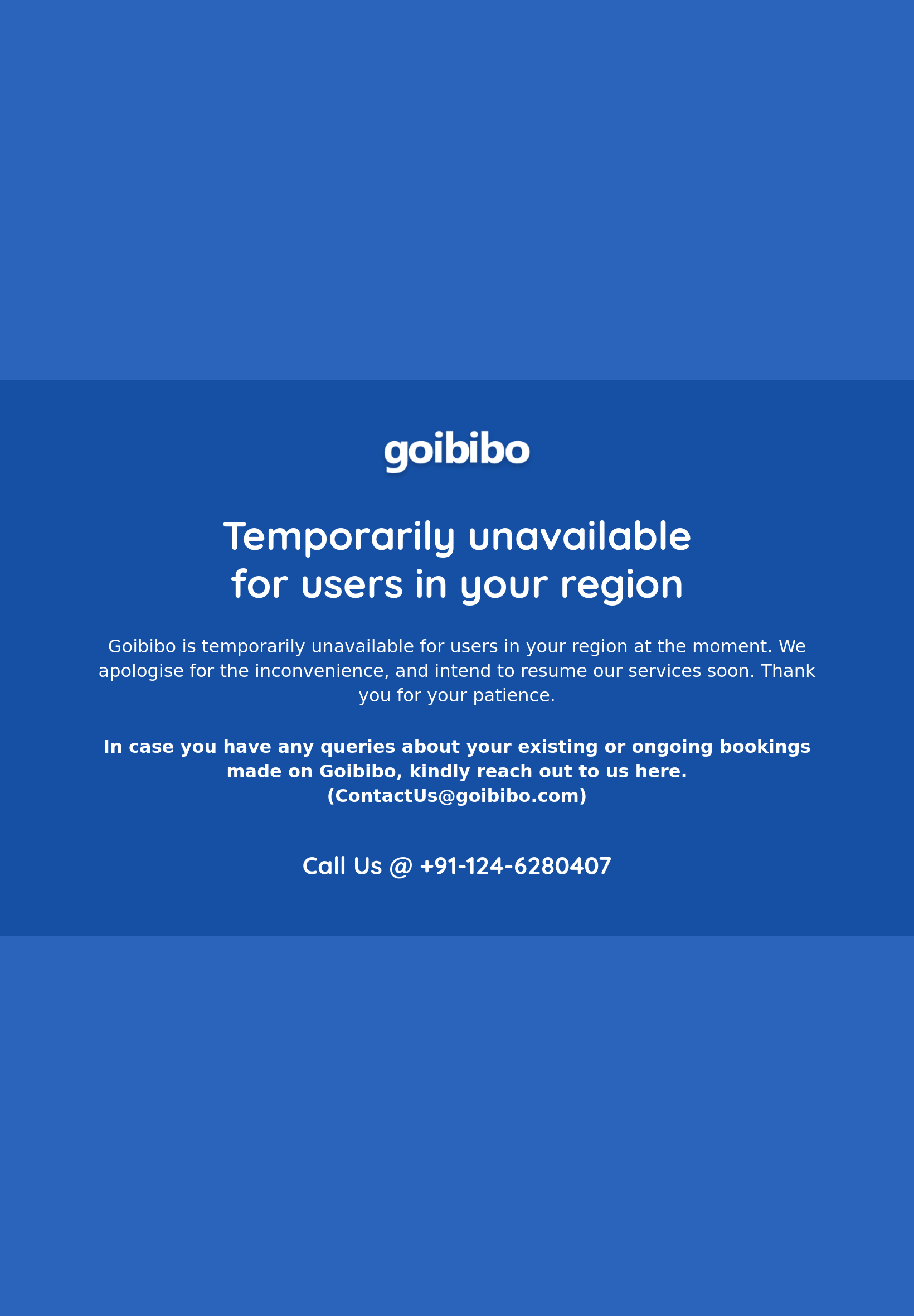 Tablet screenshot of goibibo.com