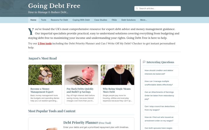 Screenshot of goingdebtfree.co.uk