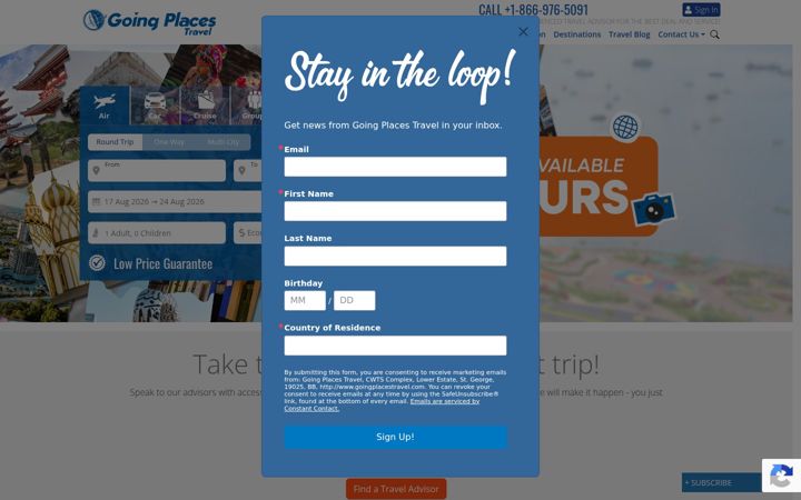 Screenshot of goingplacestravel.com