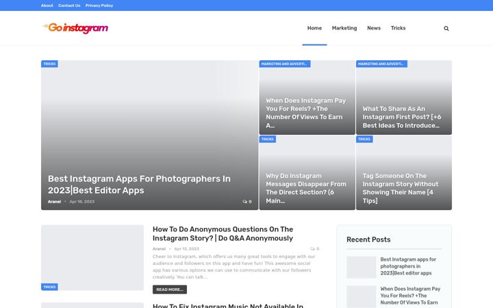 Screenshot of goinstagram.com