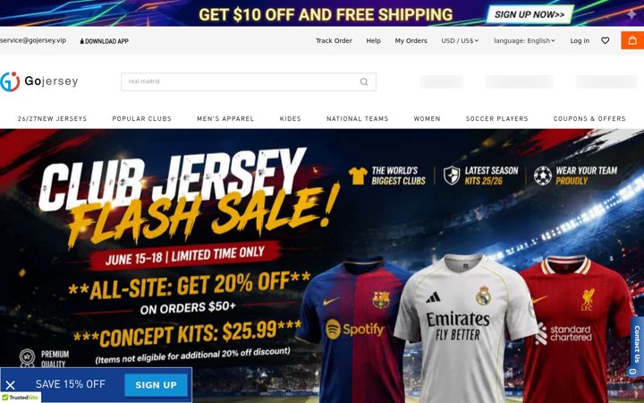 Screenshot of gojersey.club