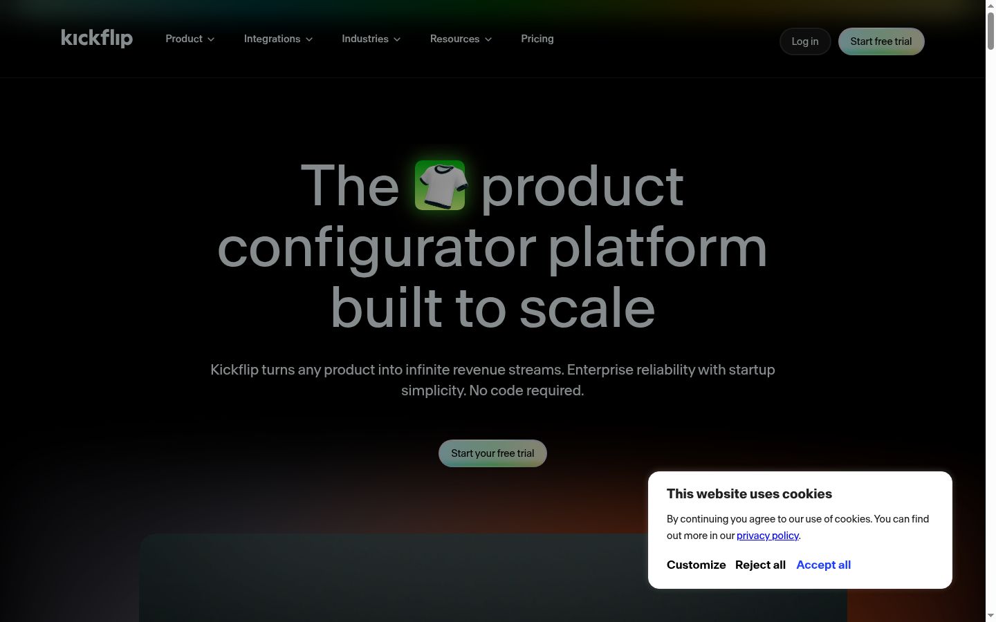 Screenshot of the consent banner shown before any interaction