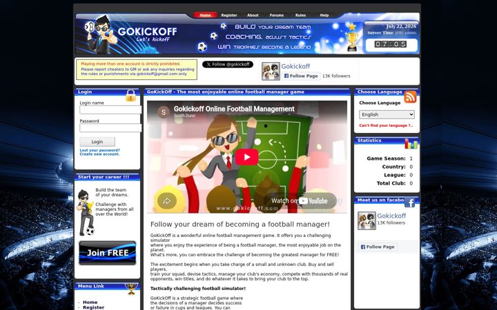 Snímek obrazovky gokickoff.com