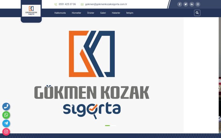 Screenshot of gokmenkozaksigorta.com.tr