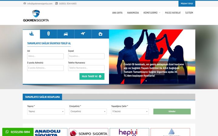 Screenshot of gokmensigorta.com