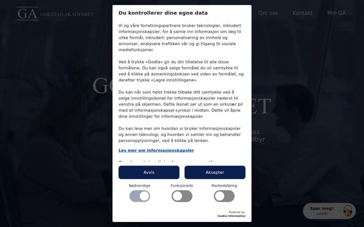 Screenshot of gokstadakademiet.no