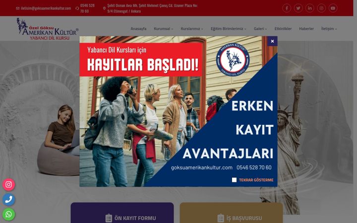 Screenshot of goksuamerikankultur.com