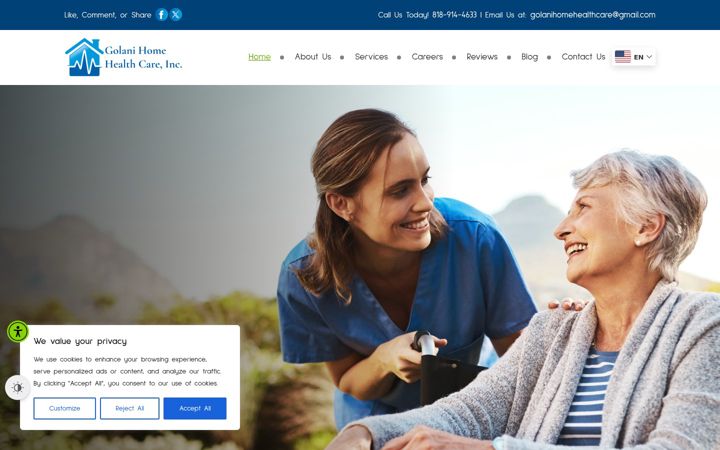 Screenshot of golanihomehealthcare.com