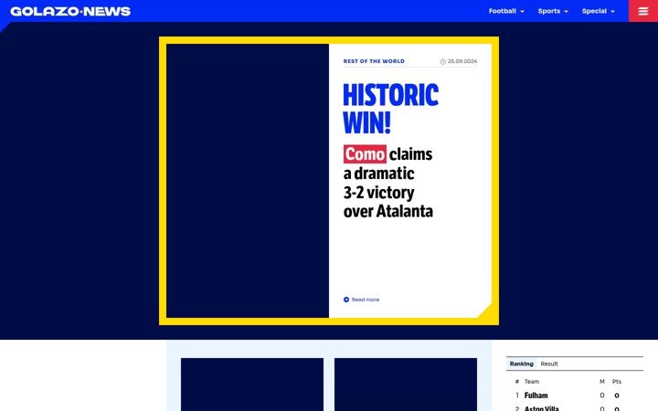 Screenshot of golazo-news.com