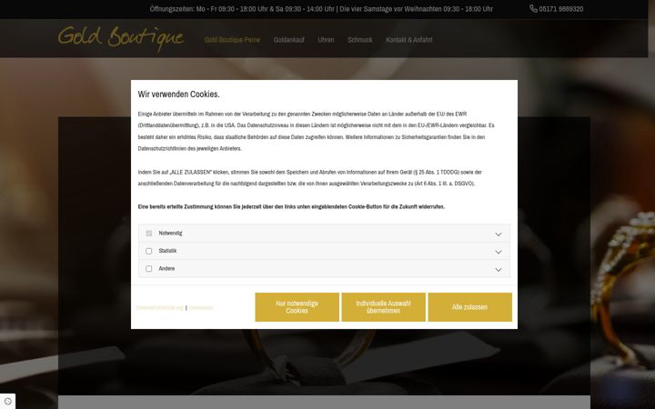 Screenshot of gold-boutique-peine.de