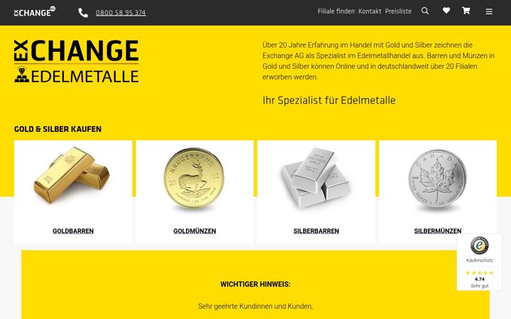 Screenshot of gold-exchange.de
