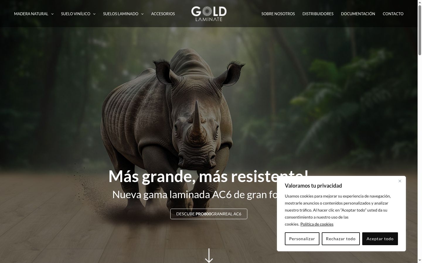 Captura de pantalla del banner de consentimiento mostrado antes de cualquier interacción