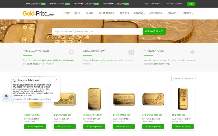 Screenshot of gold-price.co.uk