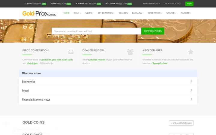 Screenshot of gold-price.com.au